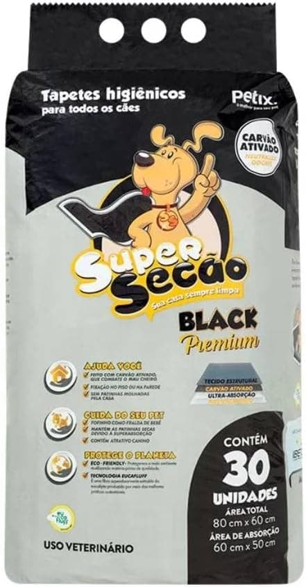 Petix Tapete Higiênico Super Secão Black Premium para Cães