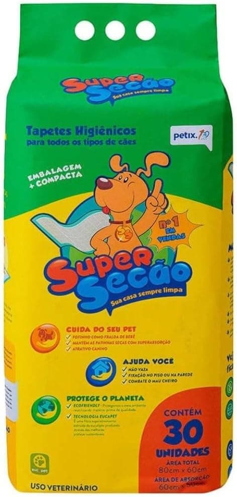 Pacote com 30 tapetes higiênicos Petix Super Secão para cães